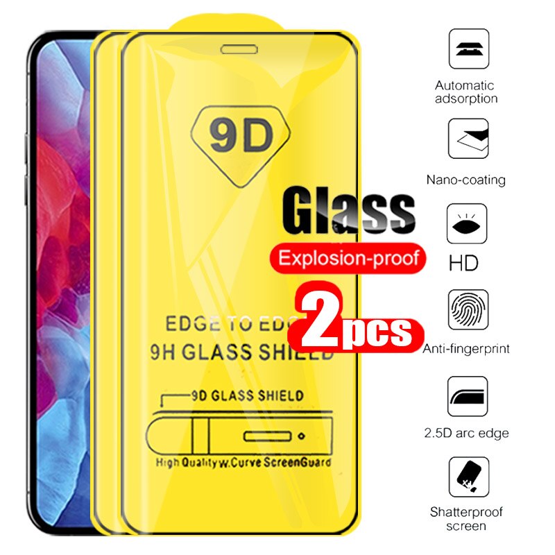 2pcs 9D Full Gule Protective Glass For IPhone 12 Mini Glass For IPhone 12 Pro Max Mini Screen Protector IPhon Ihone Aifon Film