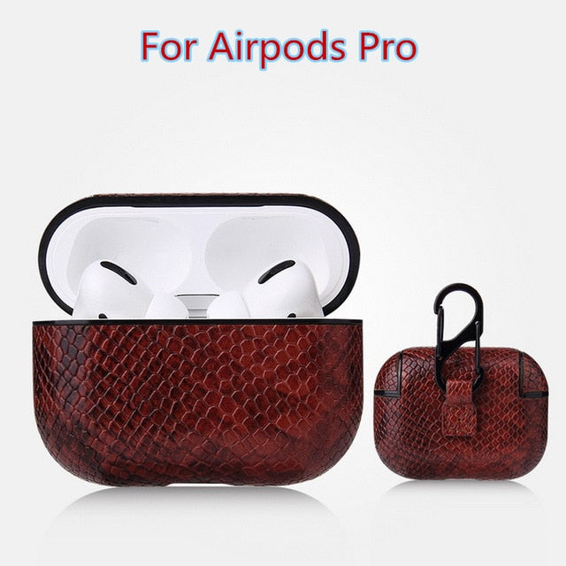 Sexy Snake Skin Bag Case For Apple AirPods Pro Bluetooth Wireless Earphone Leather Case For AirPods 1&2 Funda Charging Box Cases