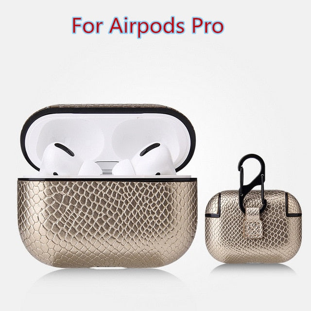 Sexy Snake Skin Bag Case For Apple AirPods Pro Bluetooth Wireless Earphone Leather Case For AirPods 1&2 Funda Charging Box Cases