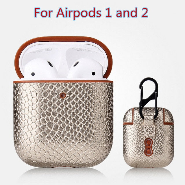 Sexy Snake Skin Bag Case For Apple AirPods Pro Bluetooth Wireless Earphone Leather Case For AirPods 1&2 Funda Charging Box Cases