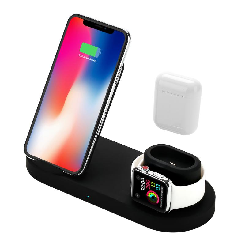 3-in-1 Wireless Charger Base 10W Bluetooth Headset for Mobile Phone for iPhone iWatch Watch AirPods  Samsung Huawei  Xiaomi S9