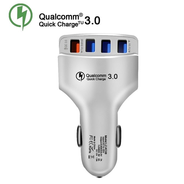 4 USB Quick Charger 3.0 Car USB Charger Adapter 7A QC3.0 USB Car Charger Mobile Phone Charger for IOS Android