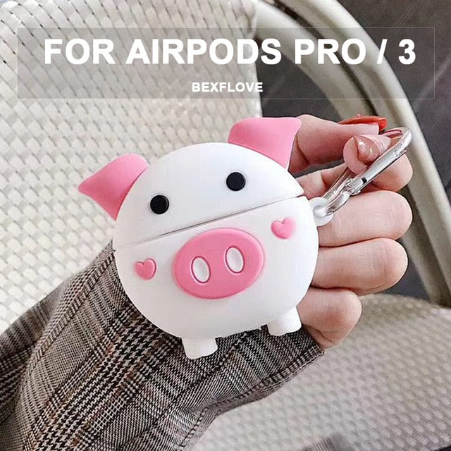 3D Earphone Case For Airpods pro 2 3 Case Silicone Cute Duck Cat Cartoon Cover For Apple Air pods Bluetooth Earbuds Earpods Case