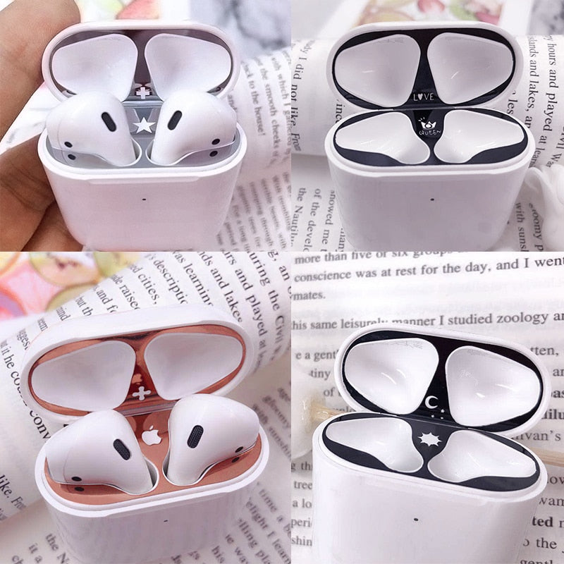 For airpods1/2 Bluetooth headset protection patch inner cover pattern sticker headset metal dustproof sticke apple airpods case